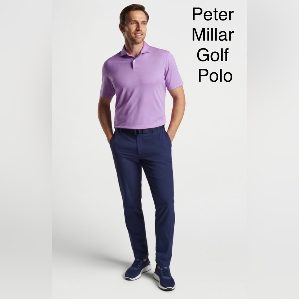 Peter Millar Drum Jersey Performance Golf Polo size LG-antimicrobial, stretch